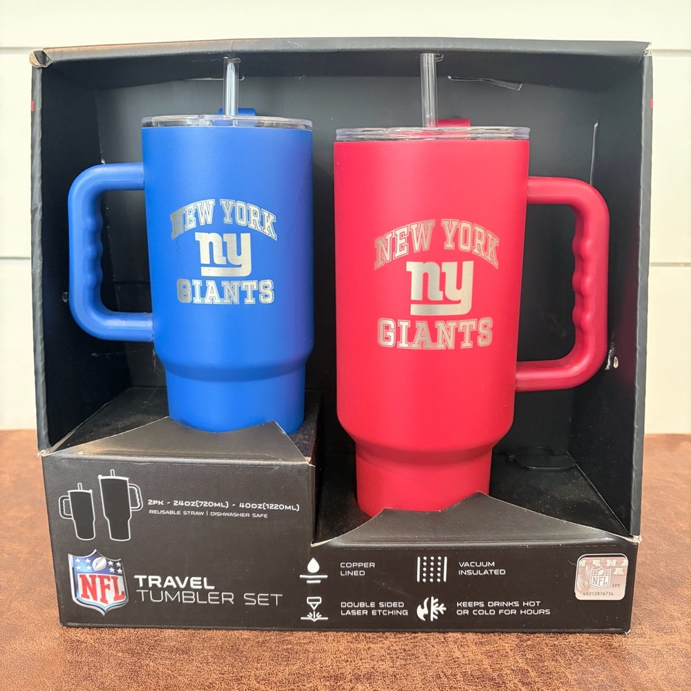 NFL New York Giants 24oz & 40oz Travel Tumbler Set NWT Insulated Tailgate